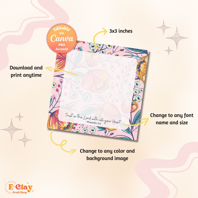 Printable Bible Verse Notepad, Notepad Template, Positive Affirmations ...