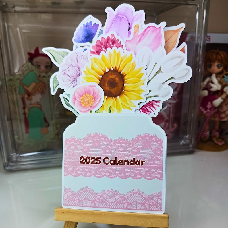 Printable Flowers 2025 Desk Calendar, Printable Calendar, Desk Calendar