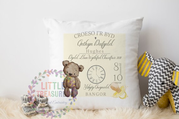 Welsh Blue Bear Birth Announcement Cushion Pillow Gift Etsy