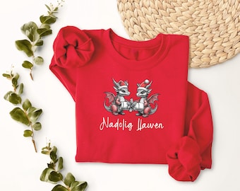 Nadolig Llawen Welsh Unisex Dusty Green dragon Jumper Choice of Colours