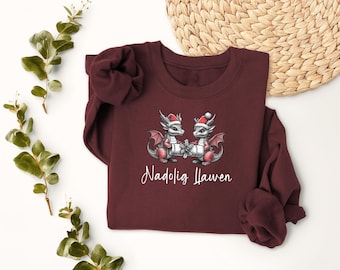 Nadolig Llawen Welsh Unisex Dusty Green dragon Jumper Choice of Colours
