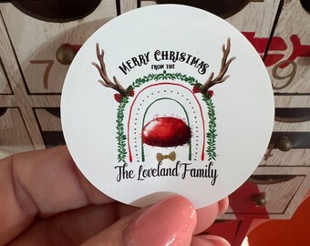 24 Personalised Christmas stickers, Christmas Labels, Christmas Gift Labels rainbow reindeer garland inspired