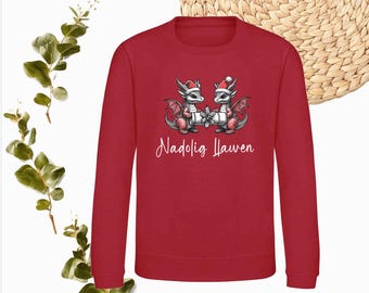 Kids Nadolig Llawen Welsh Christmas Dragon Unisex Xmas Jumper Choice of Colours