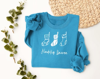 Nadolig Llawen Welsh Unisex Christmas stocking Jumper Choice of Colours