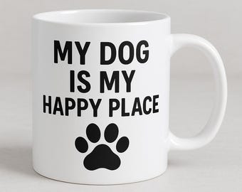 Sarcastische mok, sarcastisch citaatcadeau, mok werkplek, kantoor kerstcadeaus, propcadeau, godslastering, mijn hond is mijn gelukkige plek