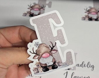 Personalised custom Letter Alphabet Christmas gonk Stickers