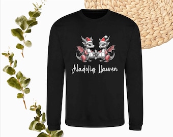 Kids Nadolig Llawen Welsh Christmas Dragon Unisex Xmas Jumper Choice of Colours