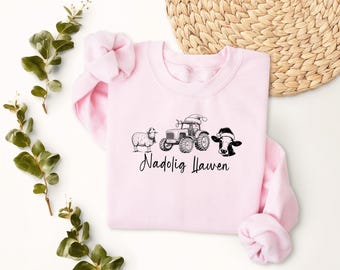 Nadolig Llawen Welsh farmer farming animals Unisex Christmas Jumper Choice of Colours
