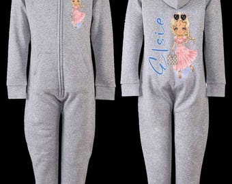 kids personalised onesie all in one childrens sizes 3-13 years custom