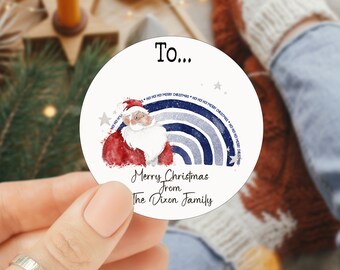 24 Christmas stickers, Christmas Labels, Christmas Gift Labels Family
