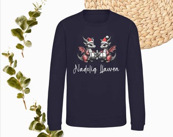 Kids Nadolig Llawen Welsh Christmas Dragon Unisex Xmas Jumper Choice of Colours
