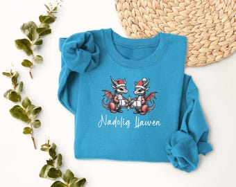 Nadolig Llawen Welsh Unisex Dusty Green dragon Jumper Choice of Colours
