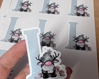 Personalised custom Letter Alphabet Christmas gonk Stickers