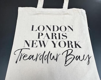 Trearddur bay London Paris new York tote bag Anglesey