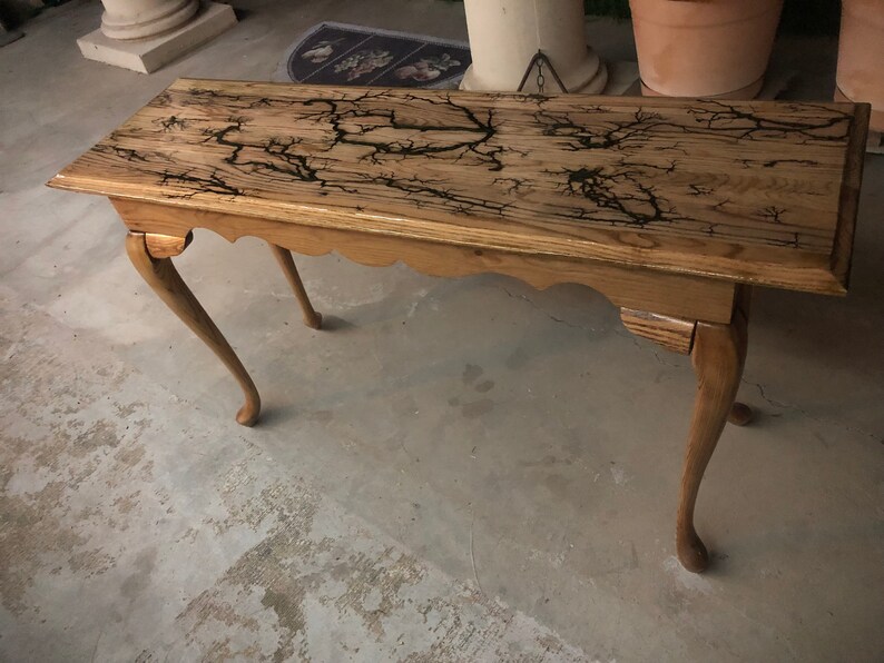 Epoxy Resin Inlaid Wood Burn Table Entry Way Living Room using Etsy