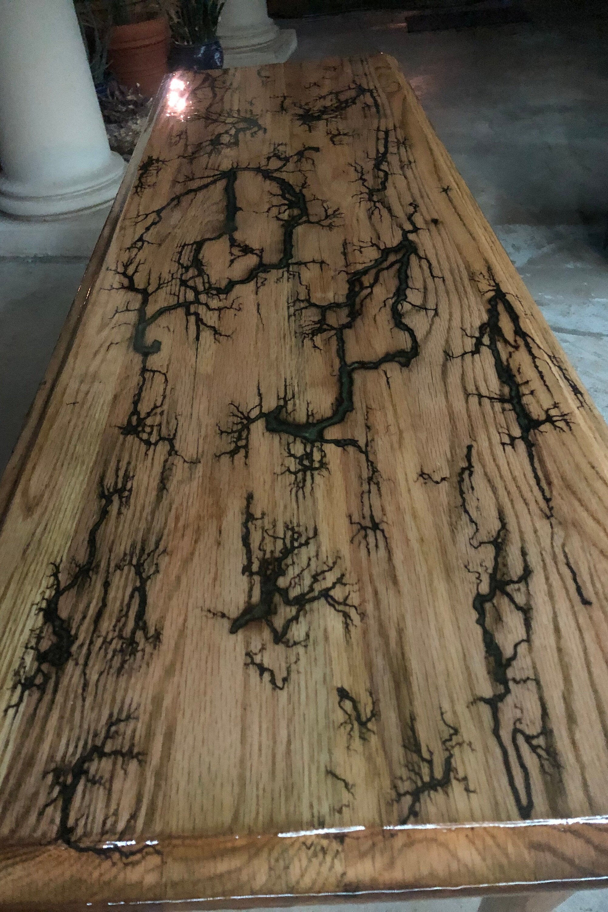 Epoxy Resin Inlaid Wood Burn Table Entry Way Living Room using Etsy