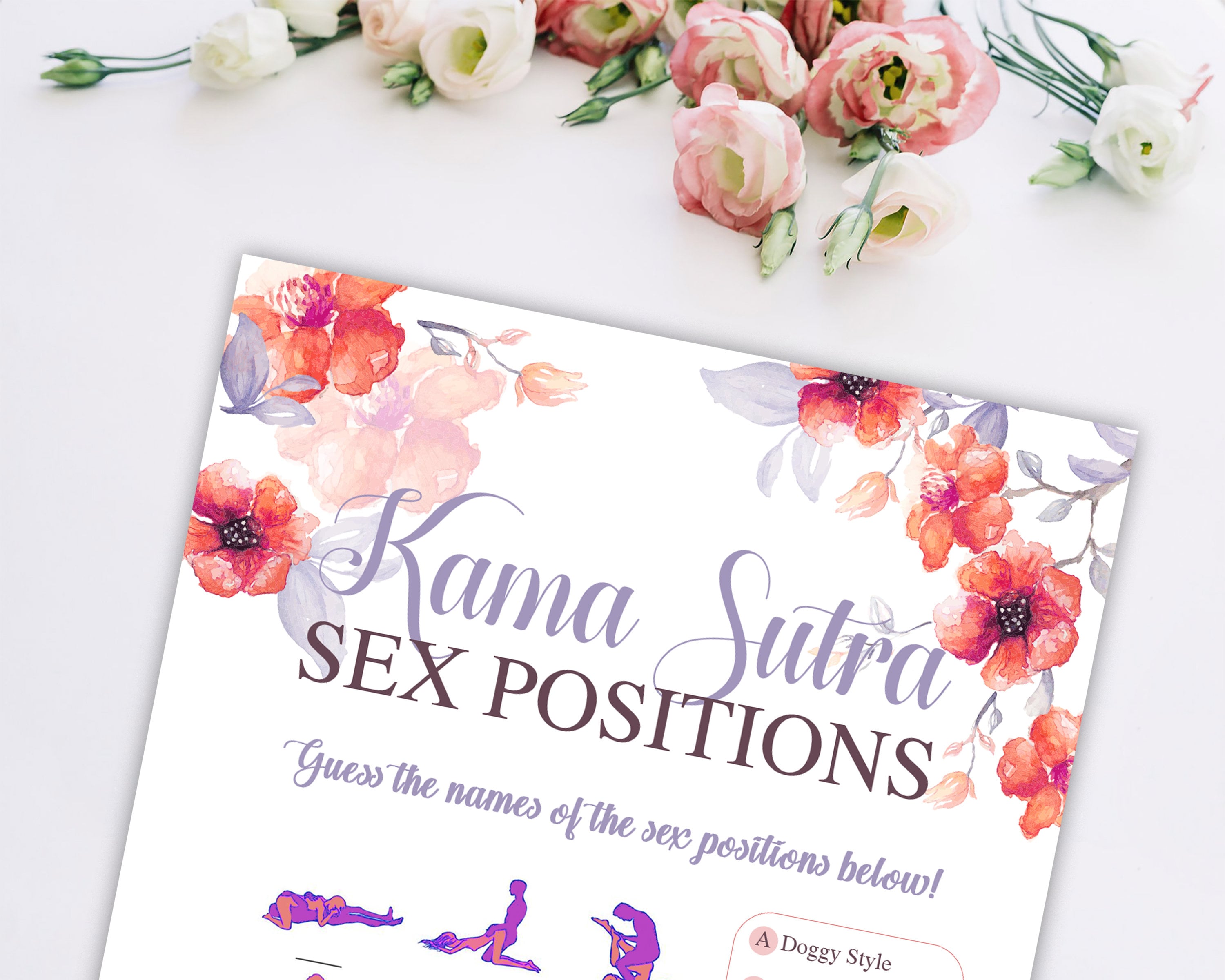 Guess the Sex Positions Kama Sutra Game Bridal Shower Games - Etsy Hong