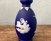 Vintage Wedgwood Jasperware Bud Vase Cobalt Blue Aurora on Her Chariot of Dawn Beautiful Unique Gift