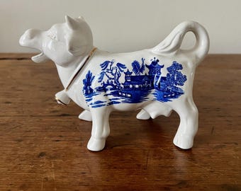 Vintage Cow Creamer Blue Willow Burleigh Ware England
