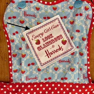 Vintage Harrods Apron: Strawberry & Polka Dot Cotton Bib image 8