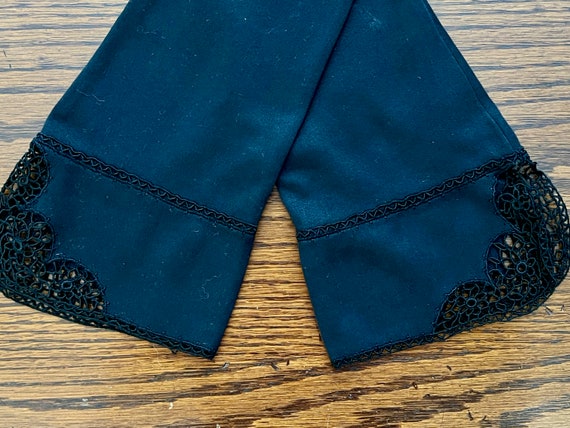 Vintage Gloves Ladies Black Cotton 8 Button or 3/… - image 2