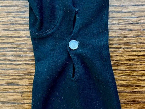 Vintage Gloves Ladies Black Cotton 8 Button or 3/… - image 6