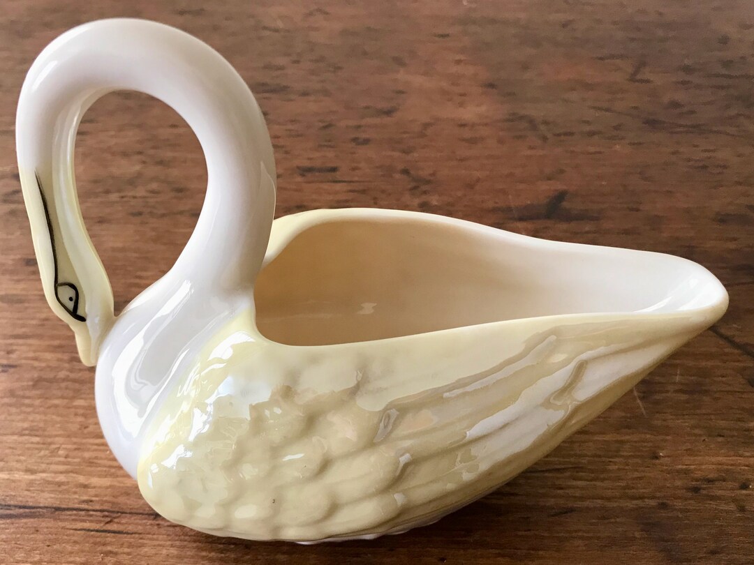 Vintage Belleek Swan Creamer Irish Fine Porcelain Figurine Etsy