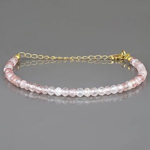 Natural Strawberry Quartz bracelet Genuine Crystal Pink Strawberry Gemstone Bracelet, Stone of Luck, Prosperity, Gift for Men & Women