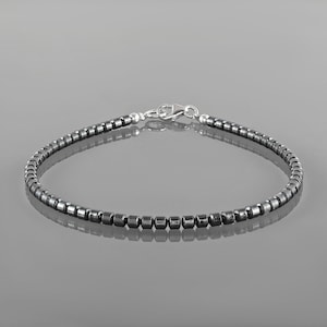 Dainty Hematite Bracelet for Men Women,Tiny Gemstone Stacking Bracelet,Grounding Bracelet,Hematite beads jewelry Healing Power Beads,Yoga