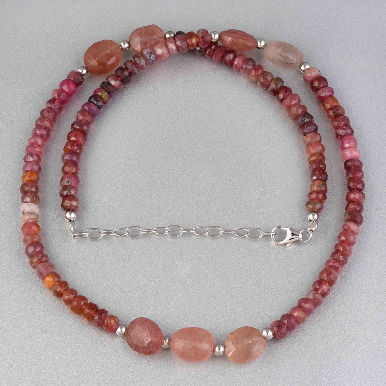 Pink Tourmaline necklace beaded tourmaline multi tourmaline tumble necklace pink gemstone beads necklace genuine Tourmaline jewelry gift