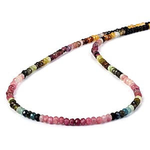 Multi Precious Watermelon Tourmaline Necklace  Shaded Tourmaline Gemstone Beaded jewelry Rondelle faceted Tourmaline beads necklace gift