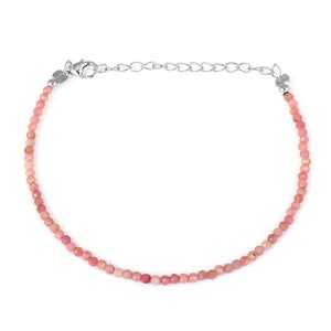 Bracelet minuscule de rhodonite, bracelet rond de pierre gemme rose à facettes, bijoux de rhodonite perlée, bracelet délicat de rhodonite, cadeau de rhodonite de 22 cm pour elle image 3