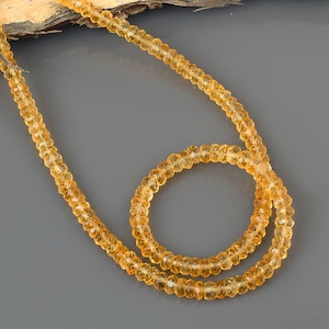 Natural Citrine Gemstone Necklace Healing Crystal Beads Jewelry Citrine Beaded Stone Gift for Unisex Citrine Crystal Layering Necklace