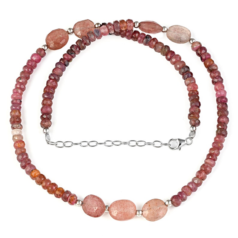 Pink Tourmaline necklace beaded tourmaline multi tourmaline tumble necklace pink gemstone beads necklace genuine Tourmaline jewelry gift