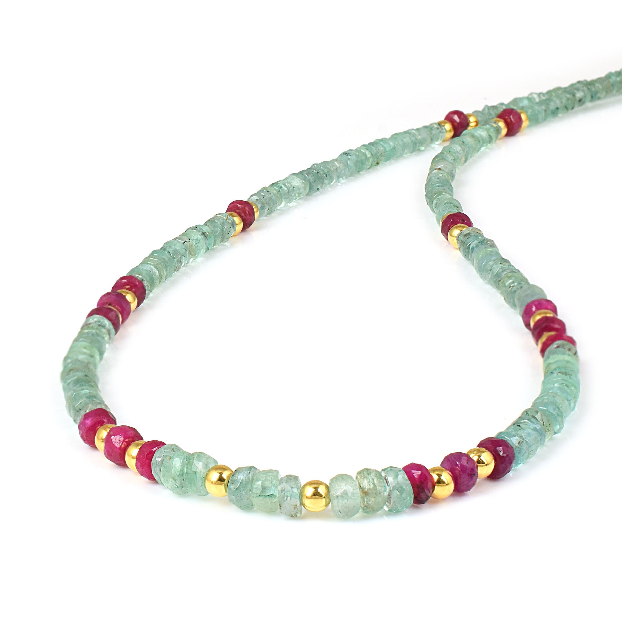 Collier Tour De Cou Or Avec Cristaux Diamant émeraude Rubis - Occasion Parfait état