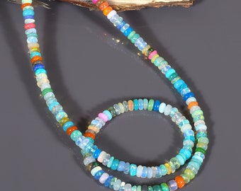 Echte Ethiopiërs Opaal ketting gladde Rondelle 18" Disco Opal kralen sieraden Welo Fire Opal Blue Stone topkwaliteit Mexicaanse opaal edelsteen