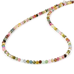 Collar de turmalina múltiple, joyería de turmalina con cuentas, regalo de turmalina redonda facetada, collar de turmalina sandía, cuentas de varios tonos