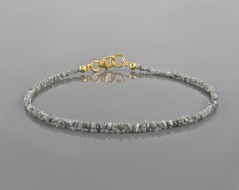 Raw Grey Diamond Bracelet Sterling Silver Unisex Jewelry Rough Uncut Crystal nuggets Gemstone