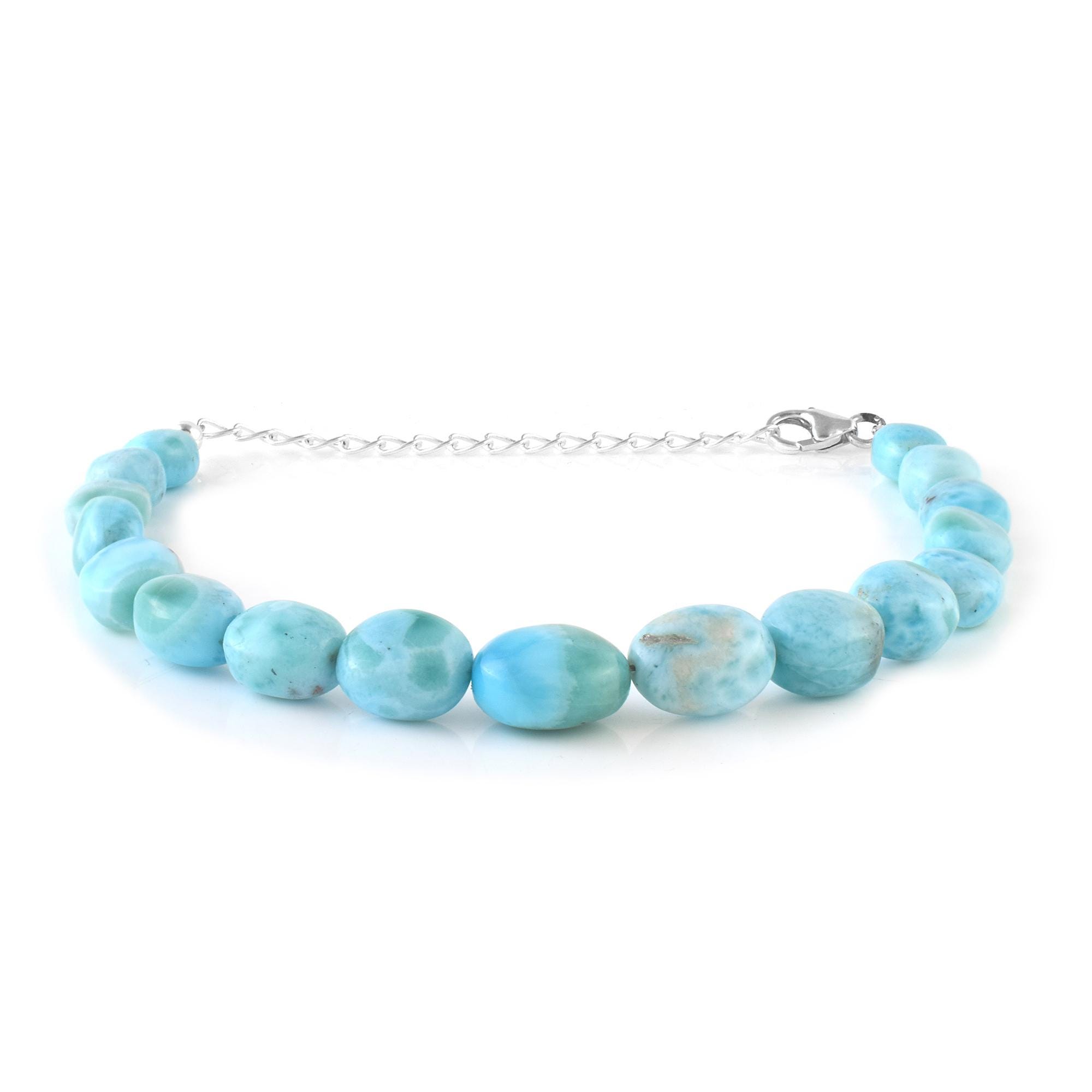 Bracciale Larimar In Argento 925 – Gioiello Minimalista Con Pietre Naturali, 22 Cm - 4
