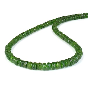 Chrome Diopside Beaded Necklace Sterling Silver Adjustable Faceted Rondelle Gemstone