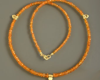 Mandarin Garnet Gemstone Charm Necklace, bridesmaid gift jewelry, Orange Stone Necklace