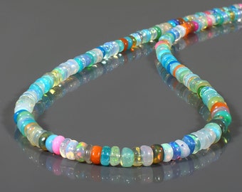 Collar de ópalo etíope / Plata de ley, cuentas de piedras preciosas de arcoíris