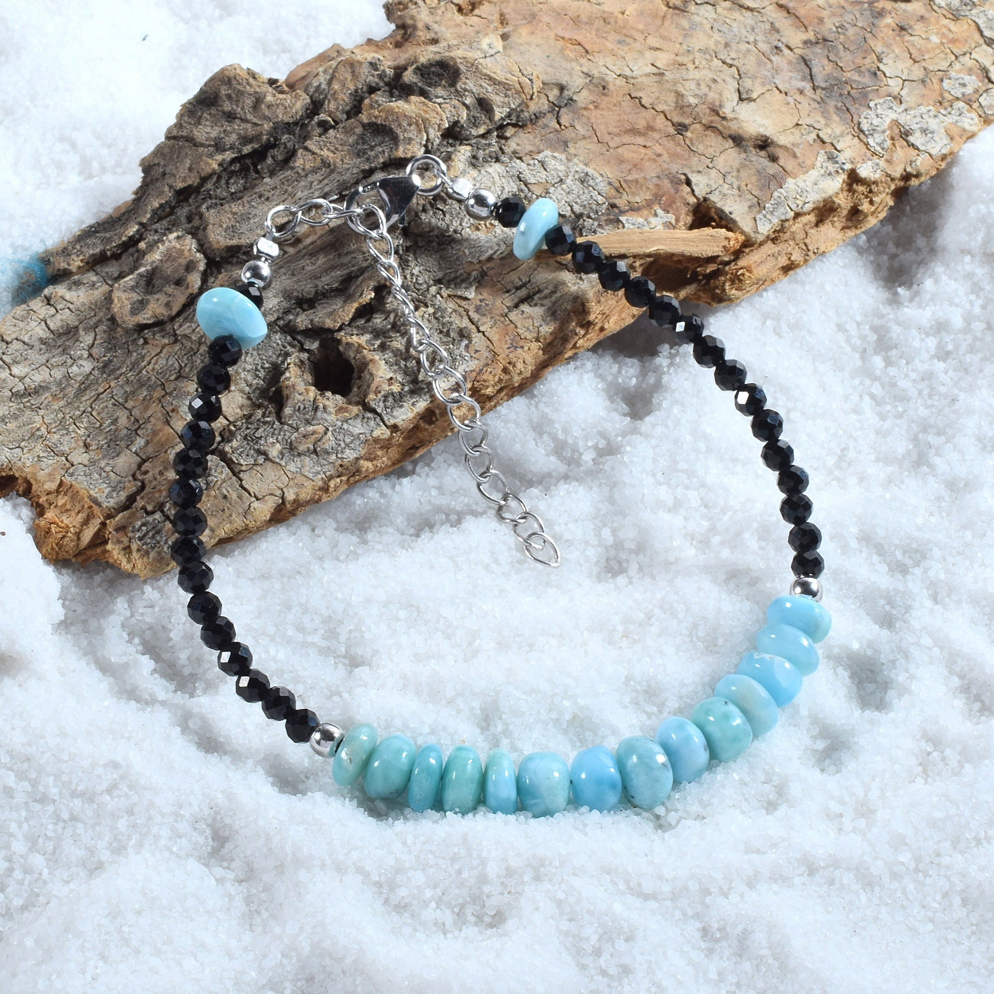 Larimar Wheel Beaded Stretchy Bracelets Larimar Wheel Beaded Stretchy Bracelets