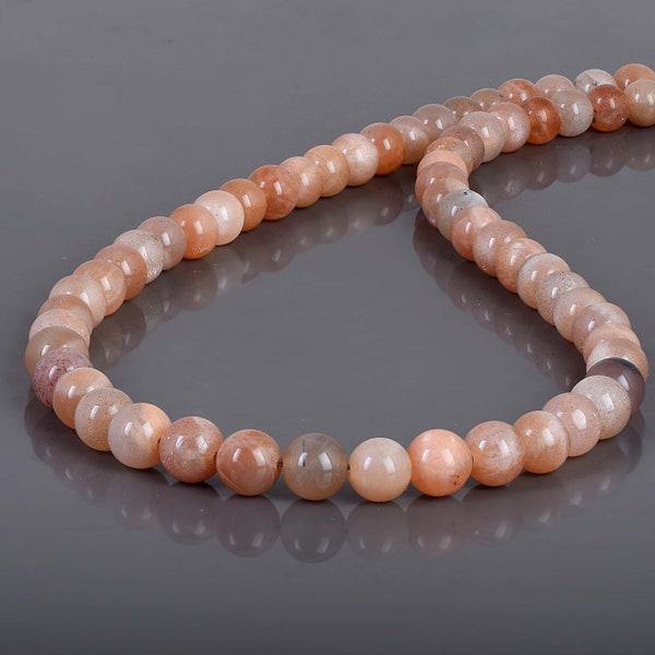 Natürliche Sunstone Halskette, glatter runder Sunstone Schmuck, heilende Orange Edelstein-Halskette viel Glück Geschenk für ihren Birthstone Schmuck Geschenk