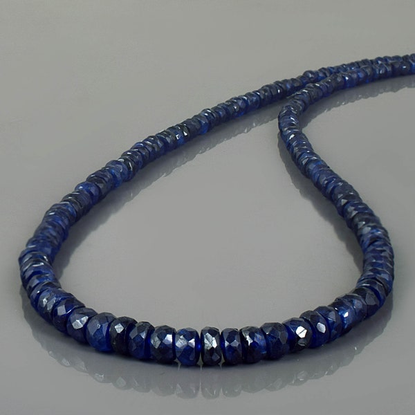 Natürliche blaue Saphir Halskette, echter Edelstein Schmuck, blaue Saphir Perlen Halskette, handgemachter Hochzeitsschmuck, schönes Geschenk Halskette Set