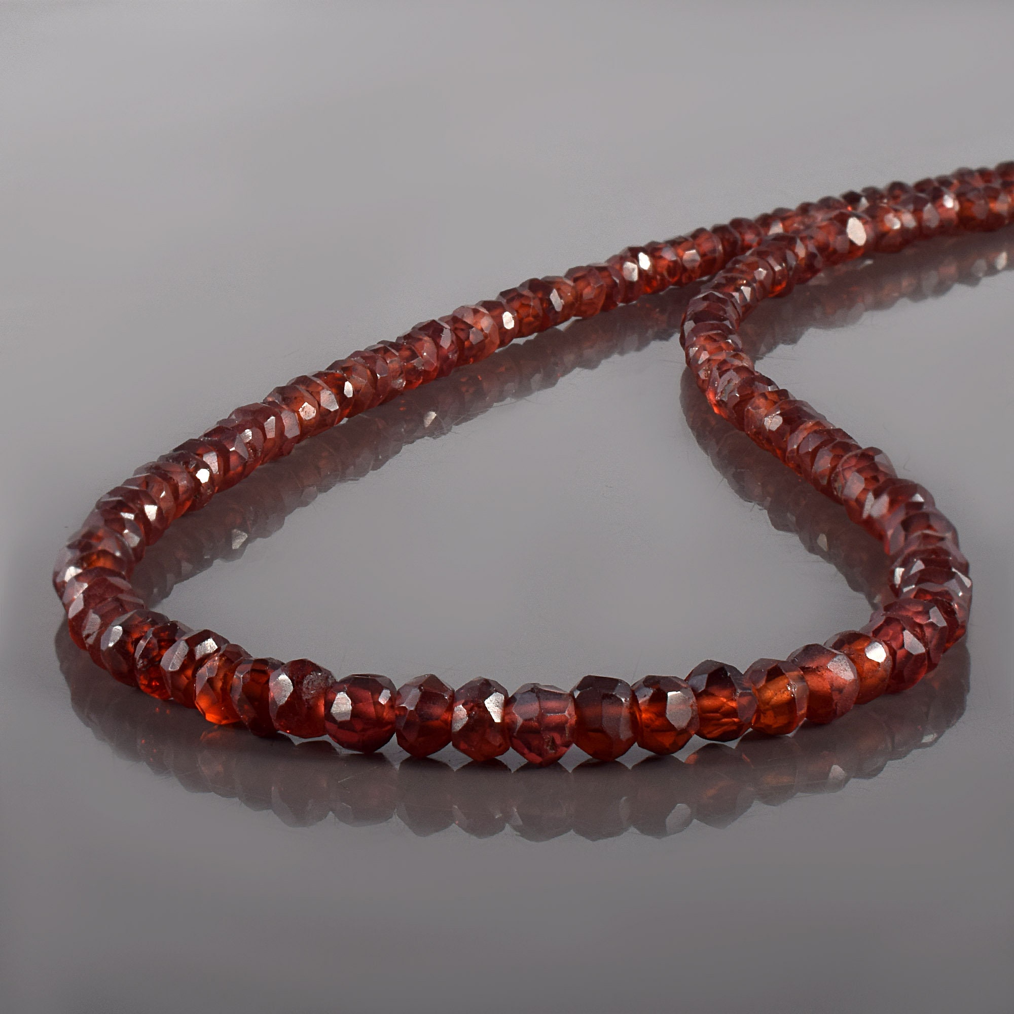 Genuine Red Garnet Gemstone Necklace Rondelle Faceted Red Garnet Beaded Necklace Garnet Stone January Birthstone Jewelry Gift  For Her