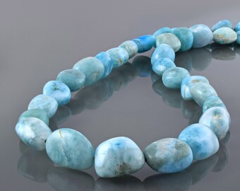 Raw Larimar necklace 18.5" Sterling Silver Blue Gemstone jewelry