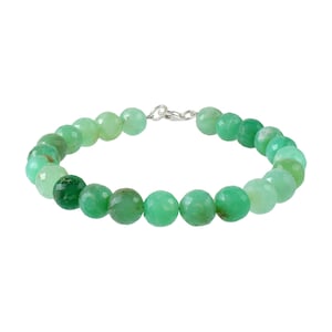 Natuurlijke chrysopraaskralen armband-sterling zilveren ketting klapt-groene edelsteen armband-healing kristal chrysopraas sieraden-cadeau voor haar
