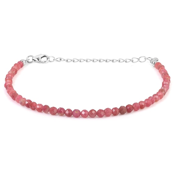 Pink Tourmaline Anklet Adjustable Length Sterling Silver Pink Tourmaline Anklet Adjustable Length Sterling Silver