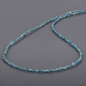 Natural Blue Diamond Necklace Raw Rough Diamond Uncut Nuggets Necklace 925 Silver 18&quot; Chain Beaded Stone April Birthstone Beaded Jewelry